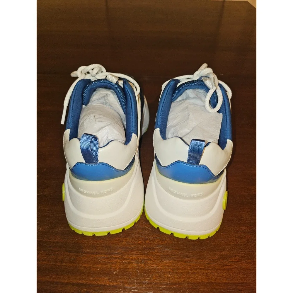 Michael Kors‎ Dara Sneakers Color Block Nylon Trainer Blue Sporty Neon Trim 7.5